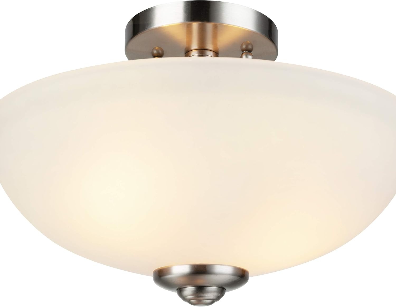 image:imageGlobe Electric 61025 Vienna 2Light SemiFlush Mount Brushed Nickel Frosted Glass Shade Bulb Not IncludedBrushed Nickel