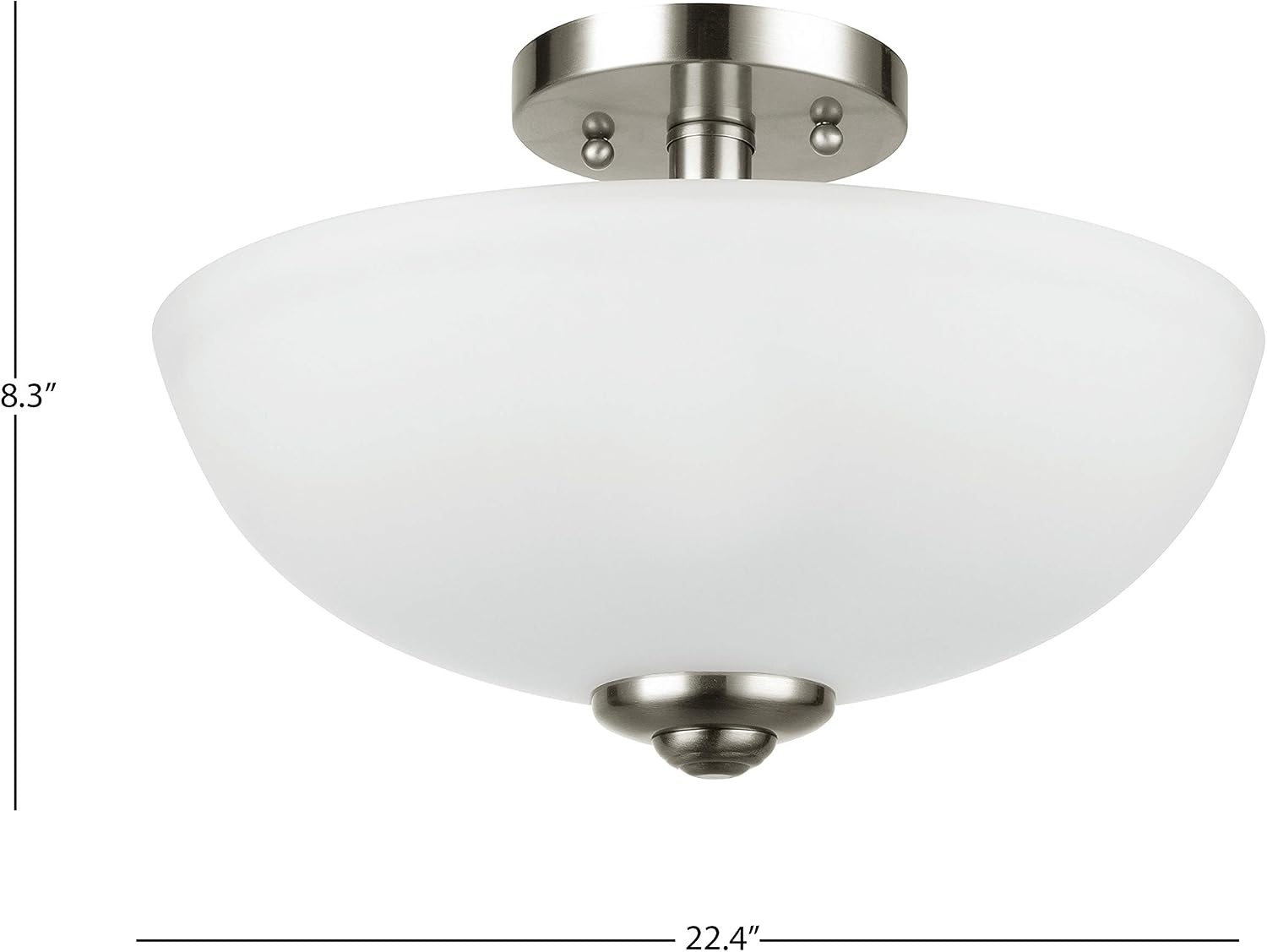 image:imageGlobe Electric 61025 Vienna 2Light SemiFlush Mount Brushed Nickel Frosted Glass Shade Bulb Not IncludedBrushed Nickel