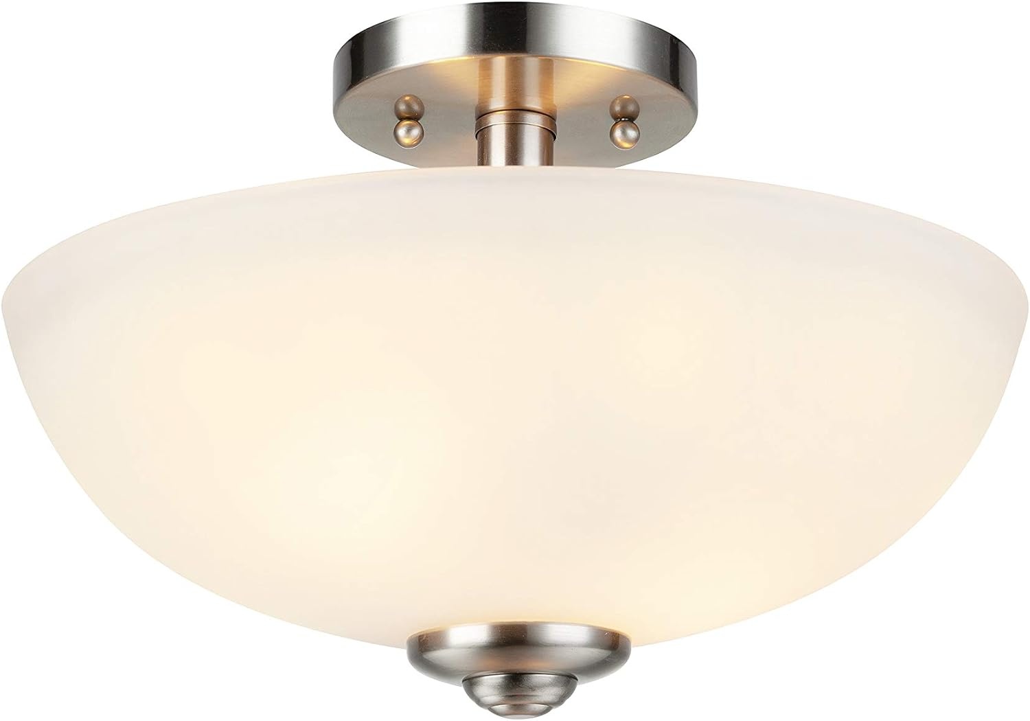 image:imageGlobe Electric 61025 Vienna 2Light SemiFlush Mount Brushed Nickel Frosted Glass Shade Bulb Not IncludedBrushed Nickel
