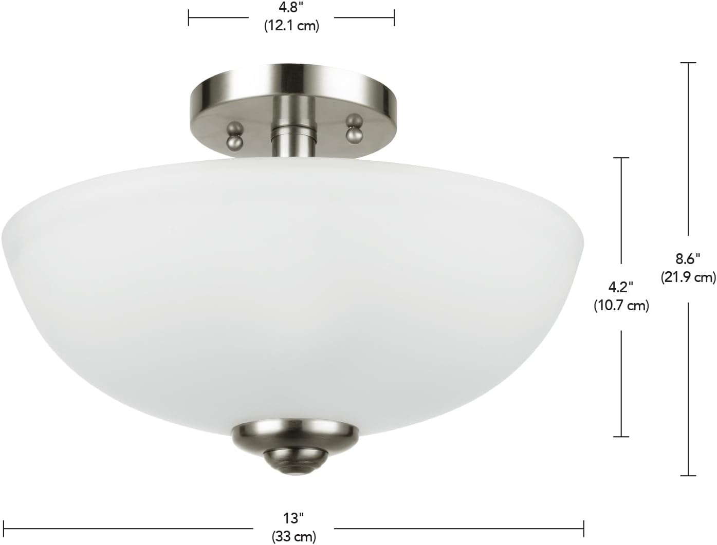 image:imageGlobe Electric 61025 Vienna 2Light SemiFlush Mount Brushed Nickel Frosted Glass Shade Bulb Not IncludedBrushed Nickel