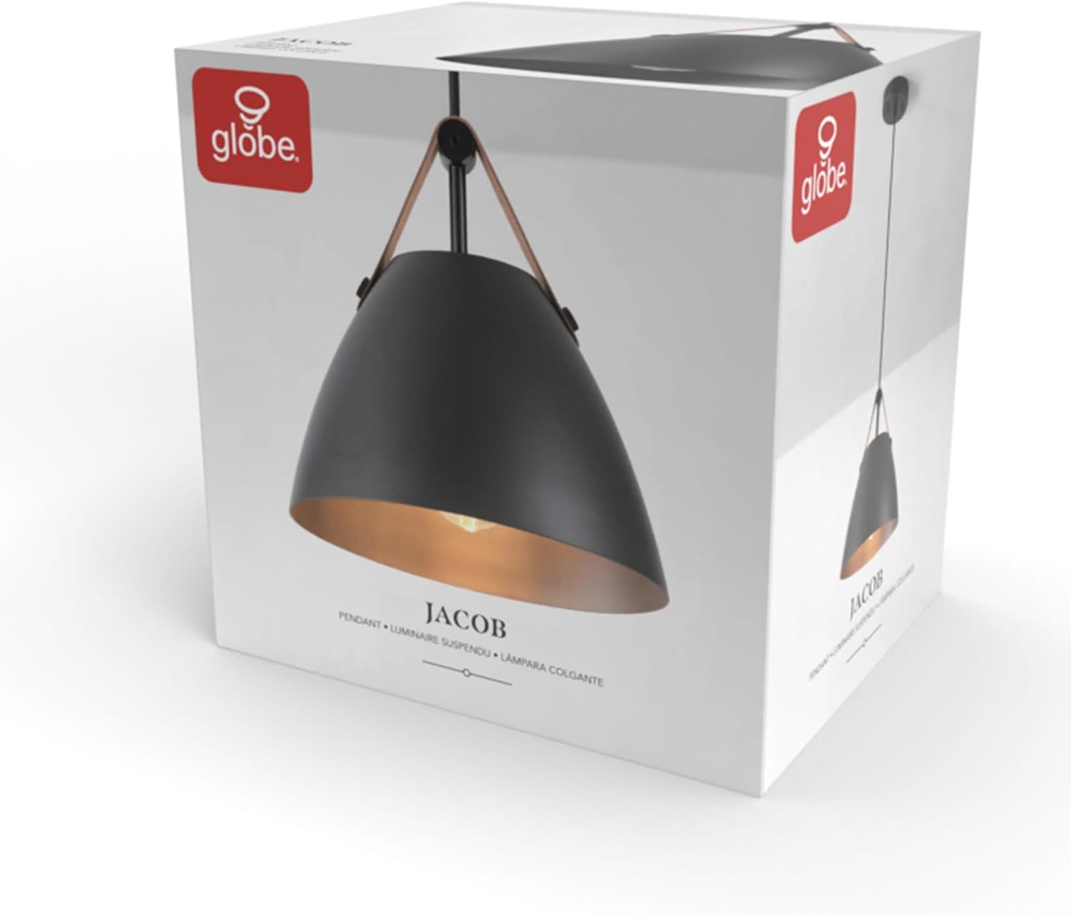 image:imageGlobe Electric 91006006 Jacob 11 Wide Pendant with Leather Accents