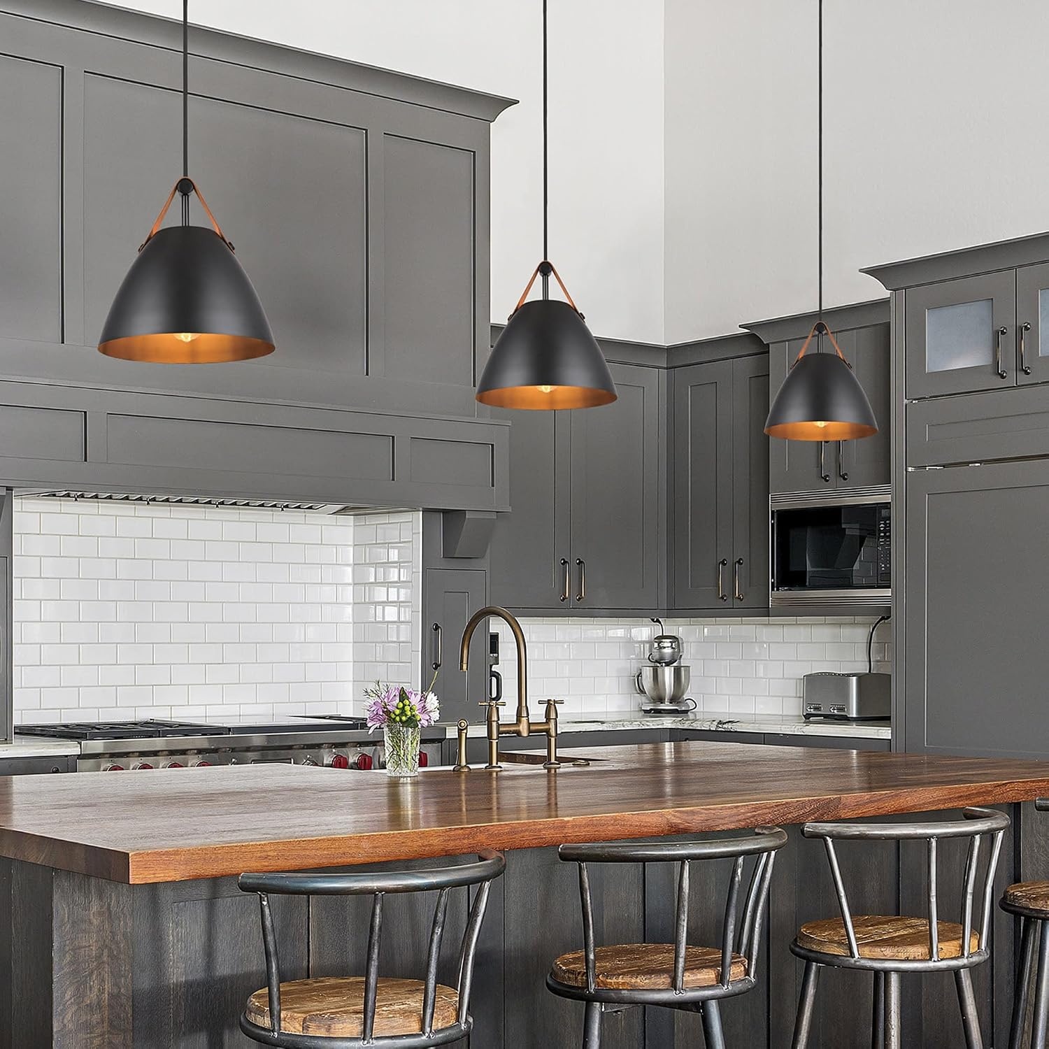 image:imageGlobe Electric 91006006 Jacob 11 Wide Pendant with Leather Accents