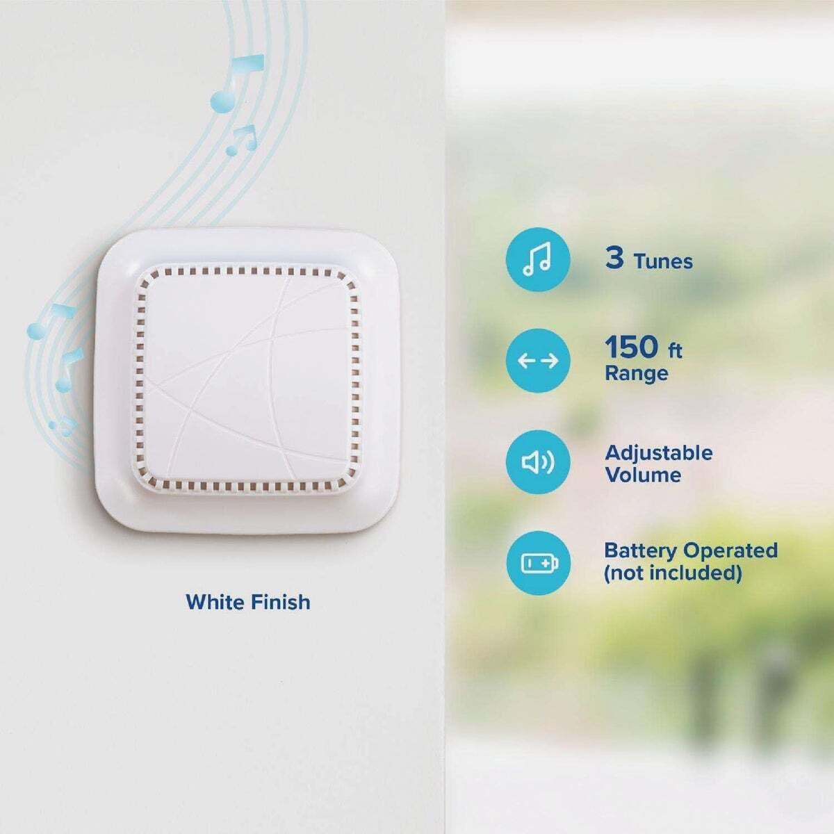 image:imageWireless White Battery Operated Doorbell Kit