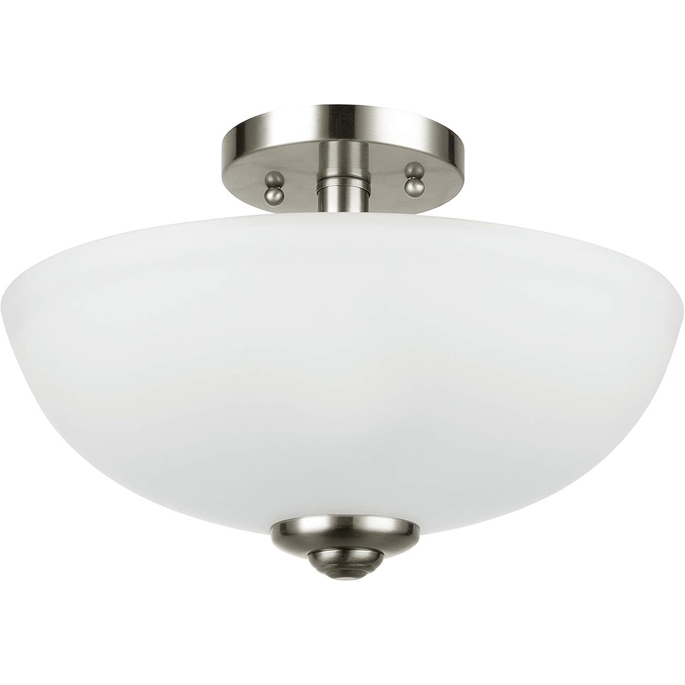 image:imageGlobe Electric 61025 Vienna 2Light SemiFlush Mount Brushed Nickel Frosted Glass Shade Bulb Not IncludedBrushed Nickel