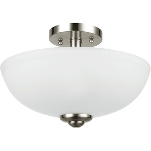 Globe Electric 61025 Vienna 2-Light Semi-Flush Mount, Brushed Nickel, Frosted Glass Shade, Bulb Not Included(Brushed Nickel)